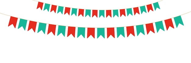 Colorful Party Background with Flags Vector Green and red