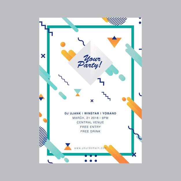 Vector colorful party invitation flyer