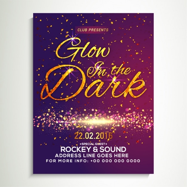 Colorful party poster with glowing shapes