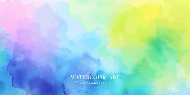 Colorful pastel drawing paper texture vector bright banner print Watercolor abstract wet hand drawn violet blue green yellow color liquid dye card for greeting poster design art wallpaper