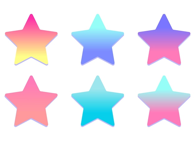 Colorful pastel gradient stars set vector