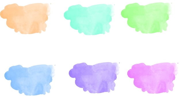 Colorful pastel watercolor splatters set premium vector