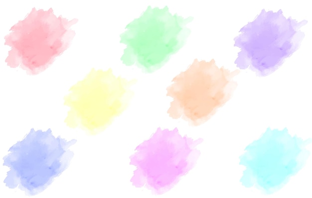 Colorful pastel watercolor splatters set premium vector