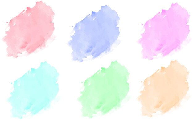 Vector colorful pastel watercolor splatters set premium vector