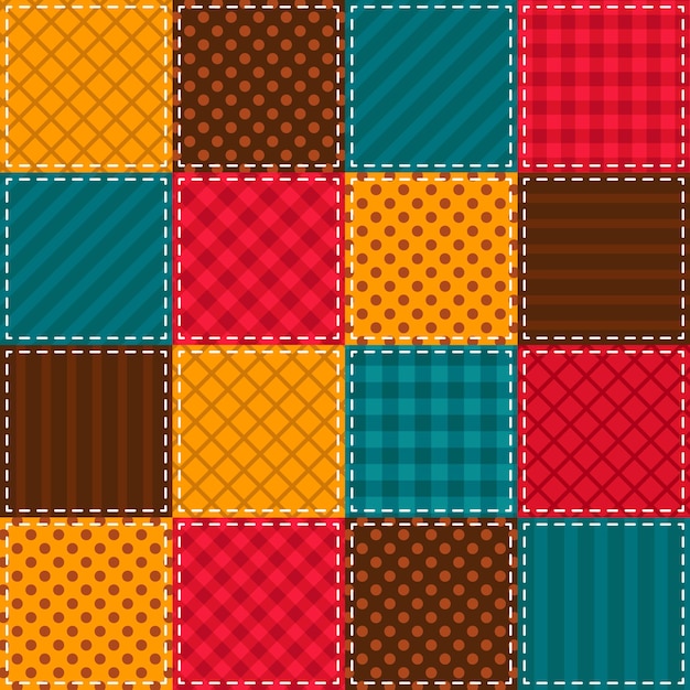 Colorful patchwork pattern in retro style for tablecloth oilcloth or other textile design