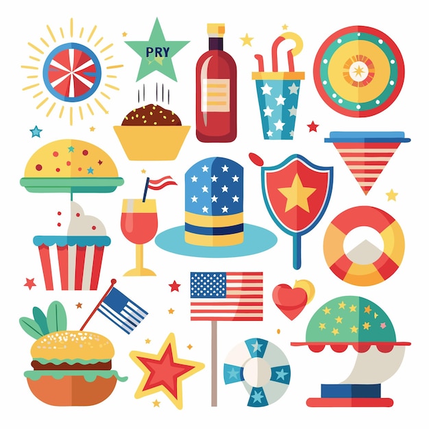 4th of july celebration icons
