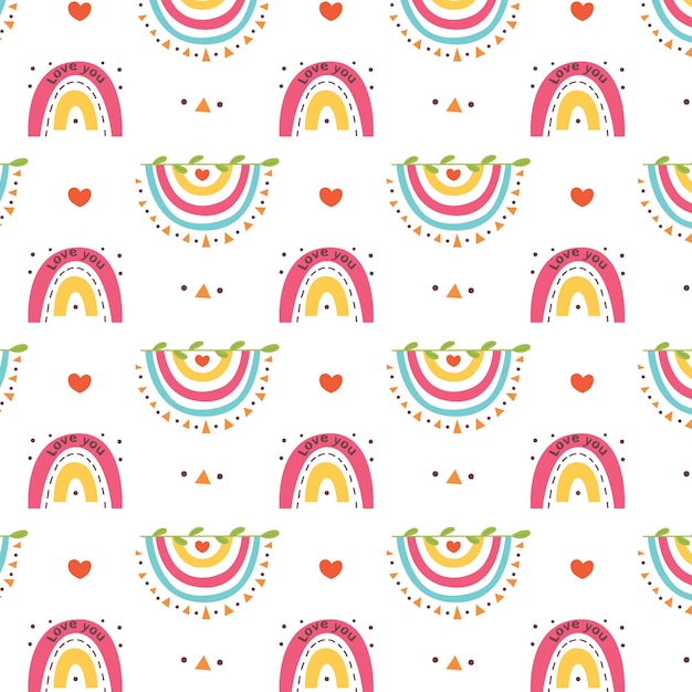 Vector colorful pattern inverted rainbow hearts