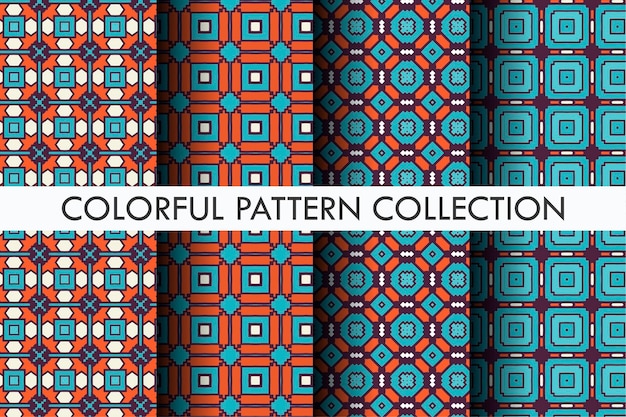 Colorful pattern set with abstract motif style