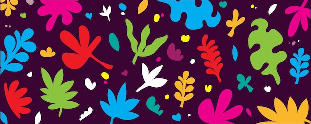 A colorful pattern with leaves and a heart on the bottom.