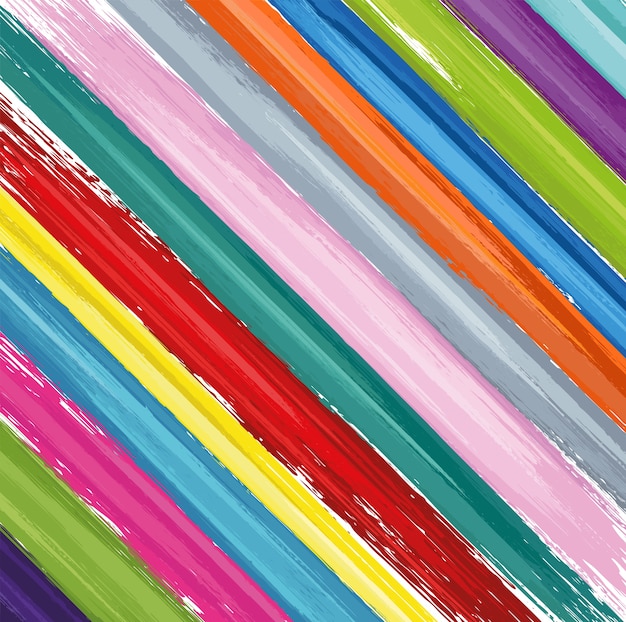 Colorful pattern with paint brushes strokes on white background. Abstract texture