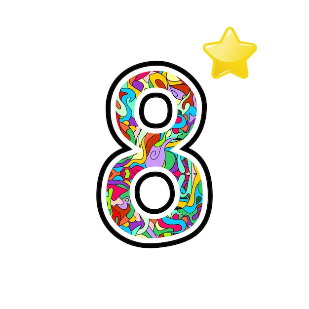 色鮮やかなパターン付きの星の8番号