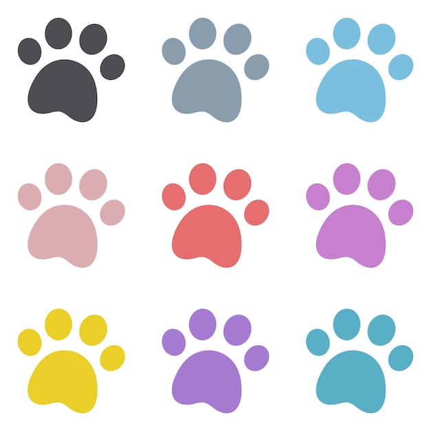 Colorful paw flat icon isolated on white background