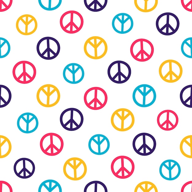 Colorful peace sign seamless pattern.