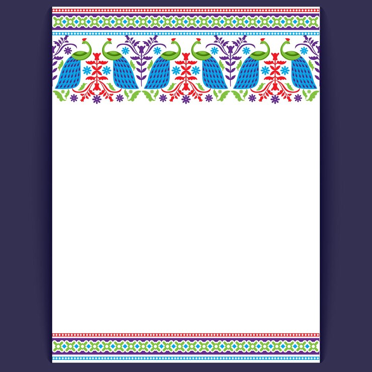 वेक्टर colorful peacock border template for invitations and festive event announcements