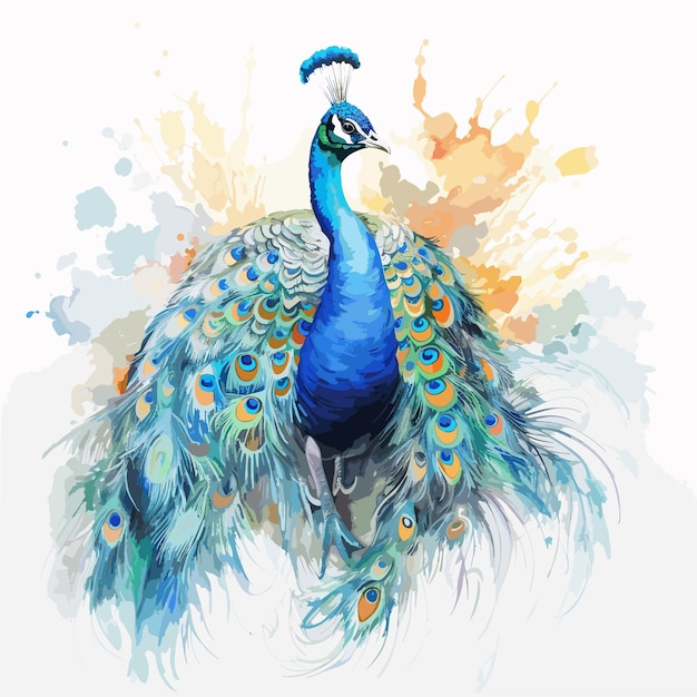 Vector colorful peacock illustration isolated on a white background