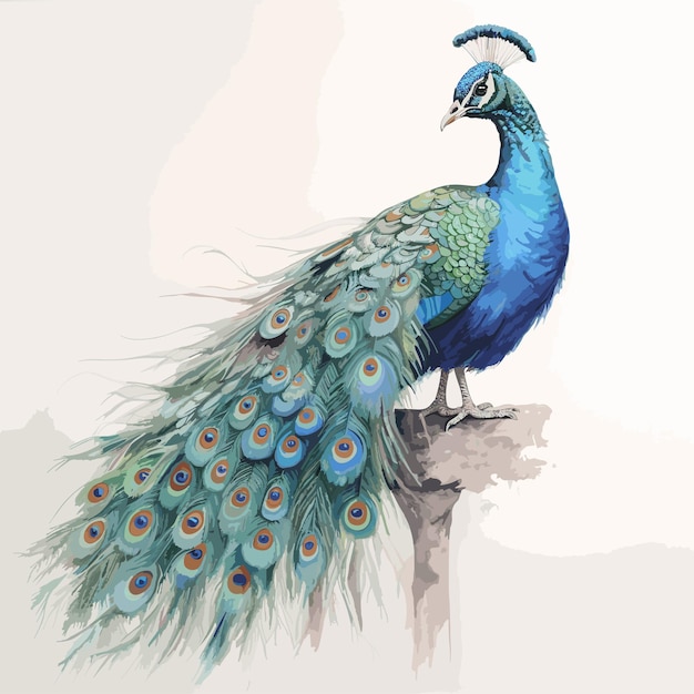colorful peacock illustration isolated on a white background