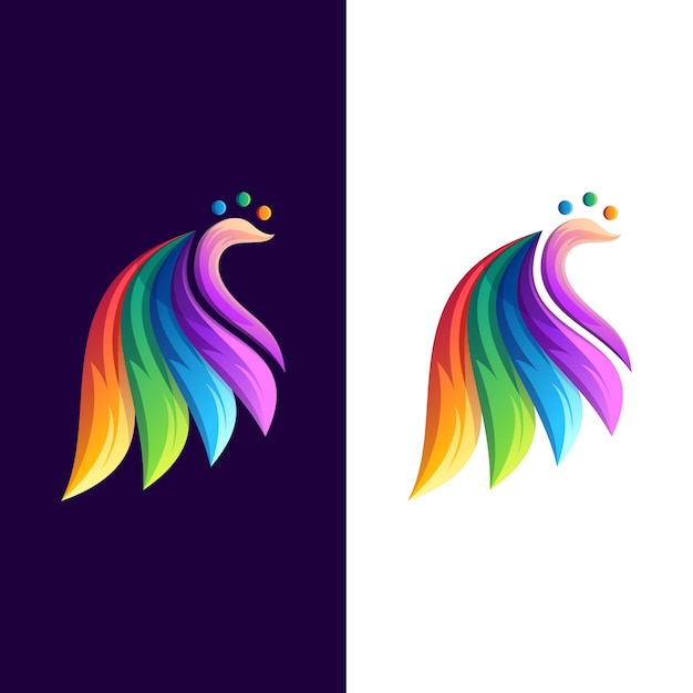 Colorful peacock logo design illustration