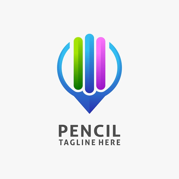 Colorful pencil logo design in circle point shape