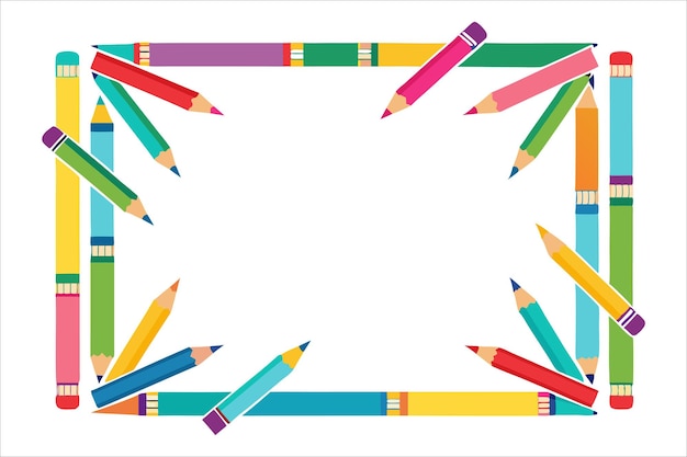 Colorful Pencils Frame Vector Design