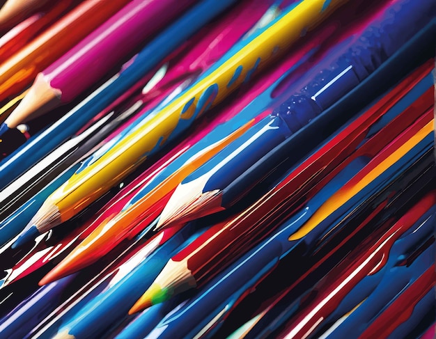 Vector colorful pencils in a rowcolorful pencils in a rowcolor pencil close up