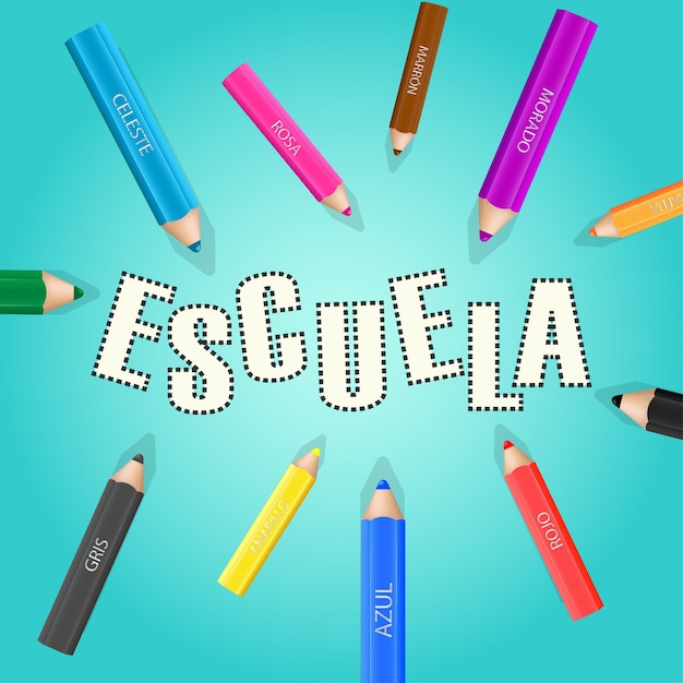 Colorful pencils school spanish