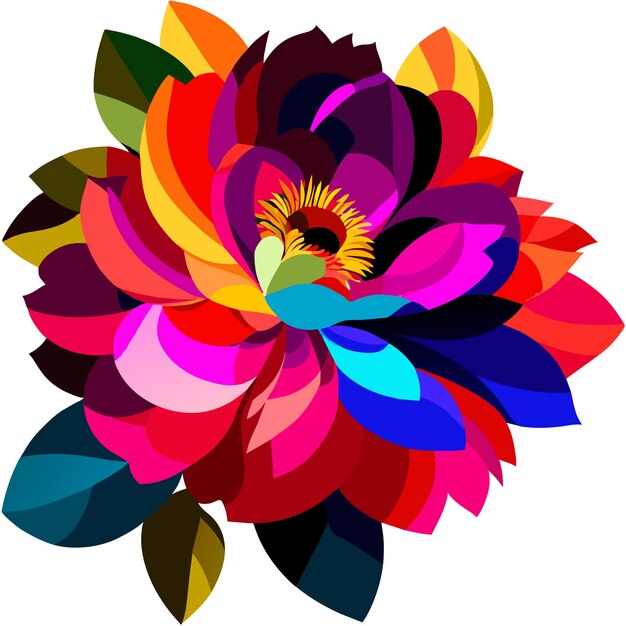 Vector colorful peony on a white background