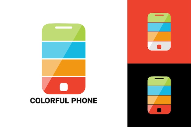 Colorful phone logo template premium vector