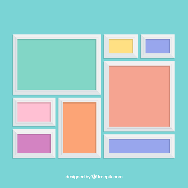 Colorful photo frame collage collection