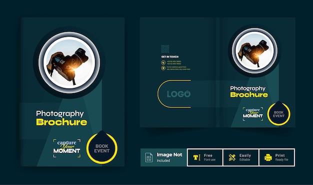 다채로운 사진 브로셔 디자인 템플릿 추상적이 고 현대적인 레이아웃