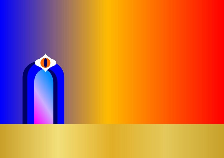 Vector a colorful picture of a building with a point on the top