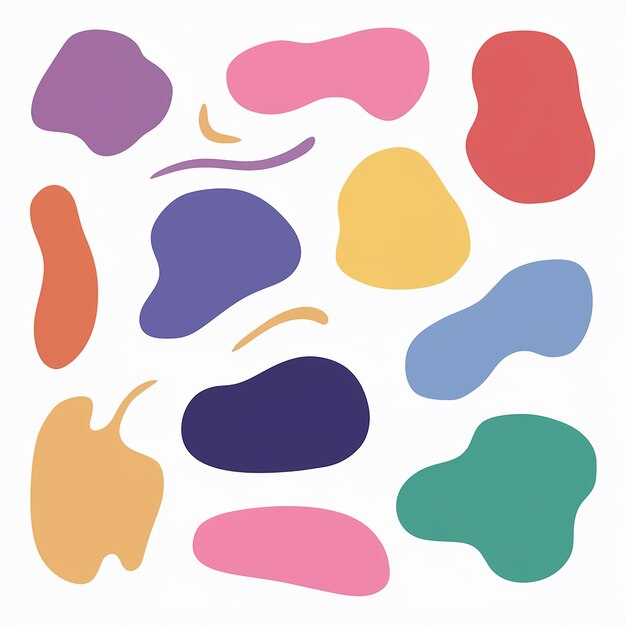 Vettore un'immagine colorata di un gruppo di macchie colorate con una viola e arancione