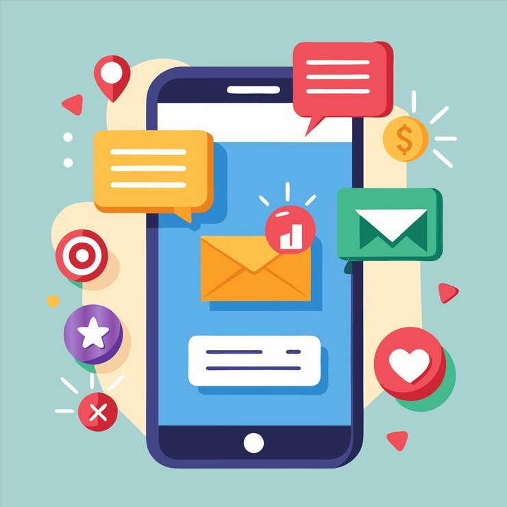 Vector a colorful picture of a phone with a message that says quot love quot