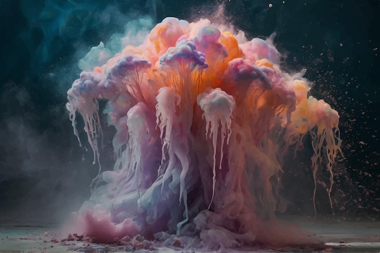 Vector a colorful picture of a purple and orange spray that says quot smoke quot