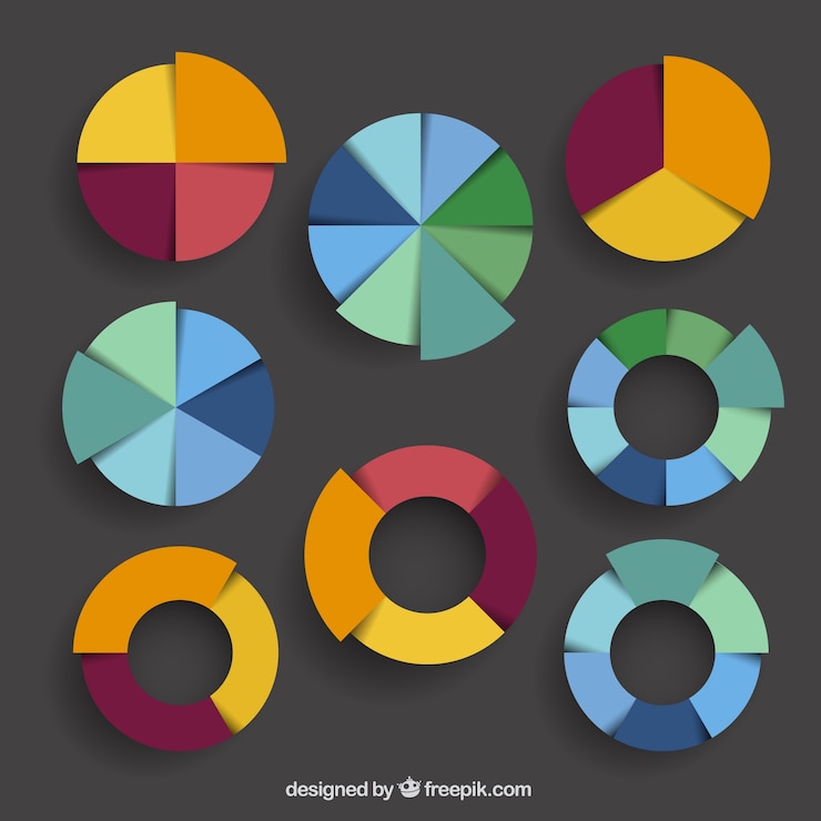 Vector colorful pie charts collection