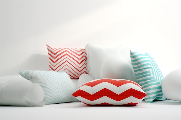 Vector colorful pillows on sofa close up