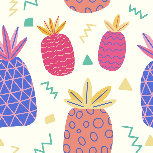 colorful pineapple summer seamless pattern