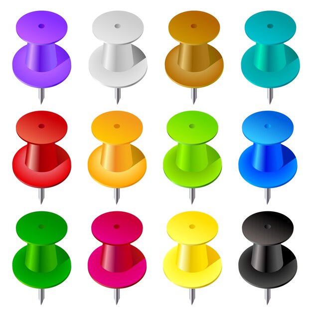 Colorful pins on the white background