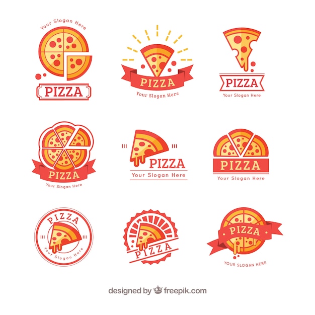 Vector colorful pizza logo collection