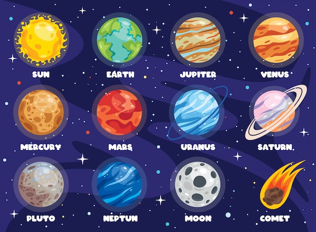 Colorful Planets Of Solar System