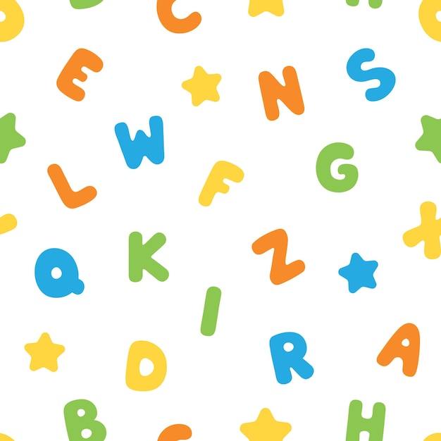 Colorful and playful English alphabet seamless pattern background Back to school concept