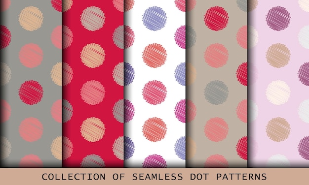 Colorful polka dot seamless pattern background set