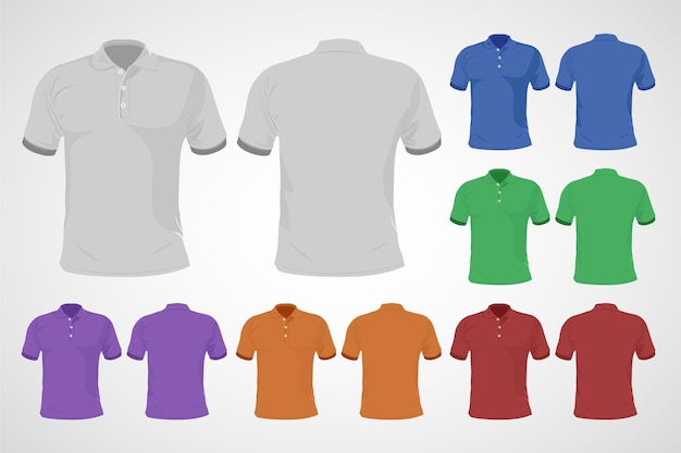 Colorful polo shirt set front and back