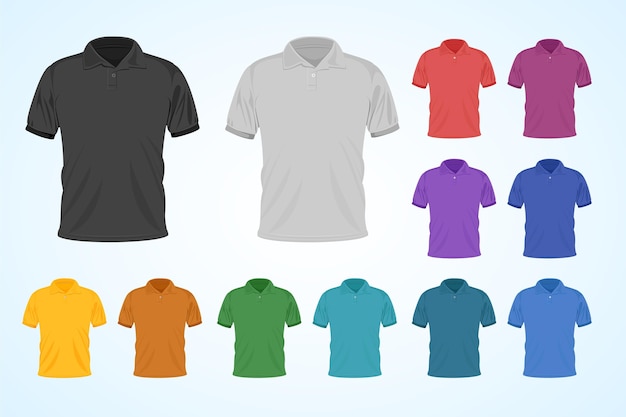 Vector colorful polo shirt set