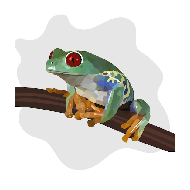 Vector colorful polygonal geometric animal of frog