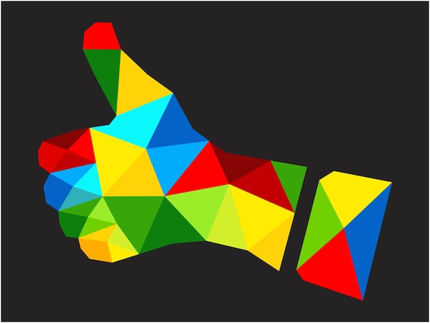 colorful polygonal style thumbs up logo