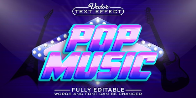 Colorful Pop Music Vector Editable Text Effect Template