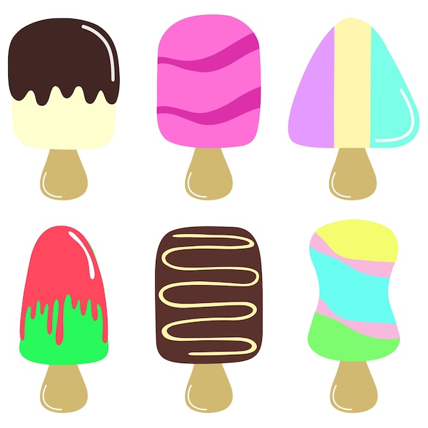 Colorful popsicle collection graphic design