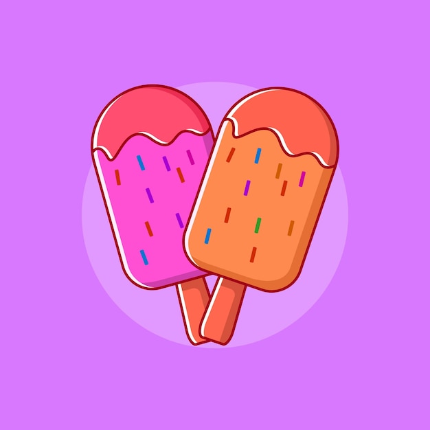 Colorful Popsicle in Flat Design Illustration