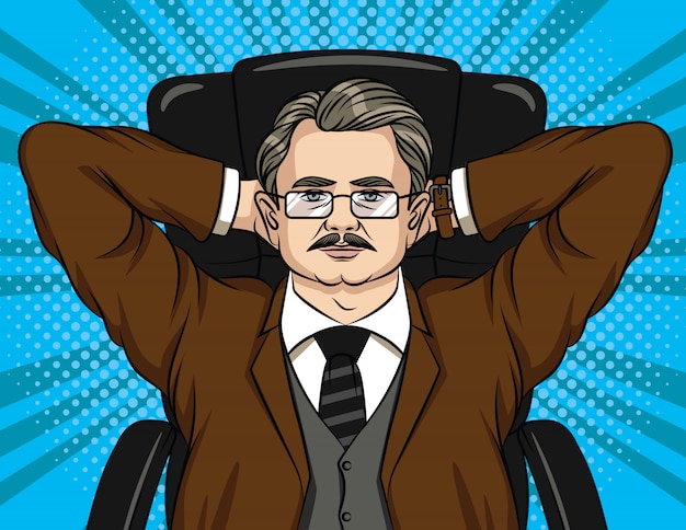 Colorful portrait of a businessman in glasses relaxing