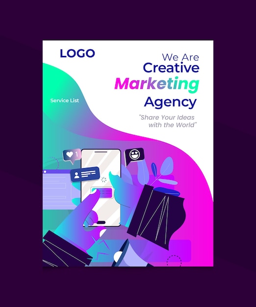 A colorful poster for a marketing agency.